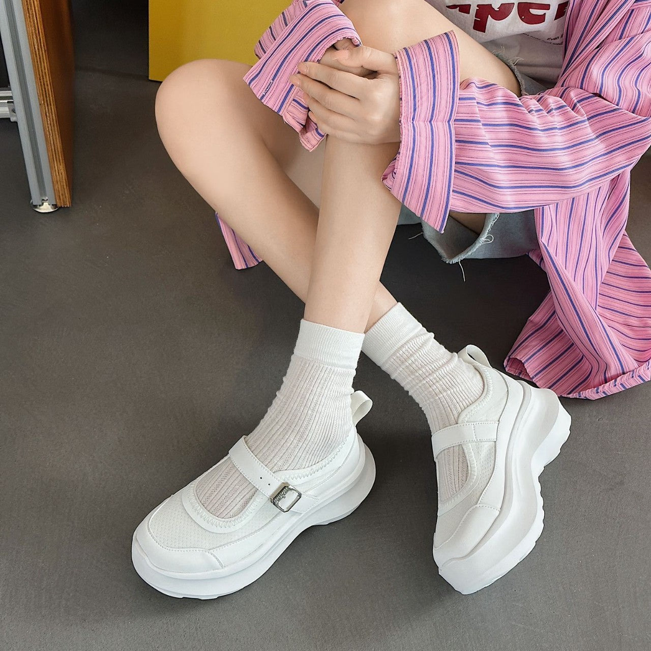 Women's Mesh Breathable Thick Bottom Increased Mary Women's Casual Shoes