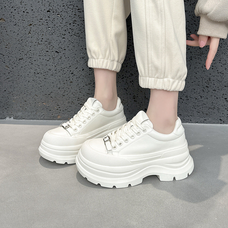 Women's Thick-soled White Spring Lightweight Soft Sole Not Tired Sneakers