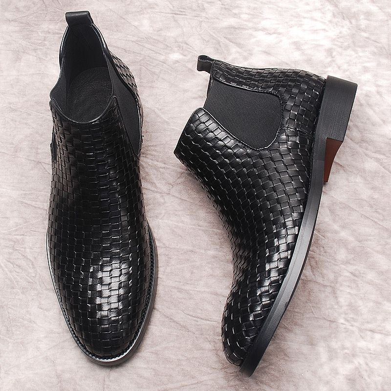 Men's Embossed British Korean Style Trendy Martin Men's Business Leather Shoes
