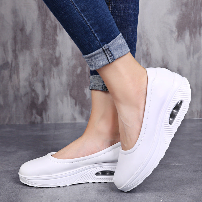 Women's Nurse Rocking Surface Air Cushion White Casual Shoes