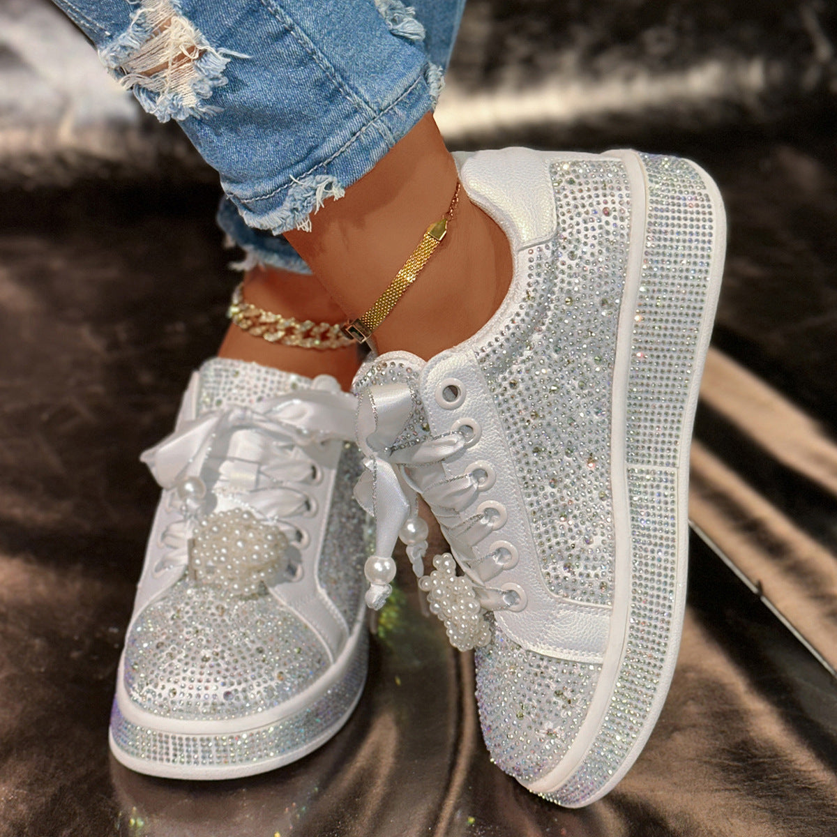 Women's Large Size Starry Rhinestone Spring Board Women's Shoes