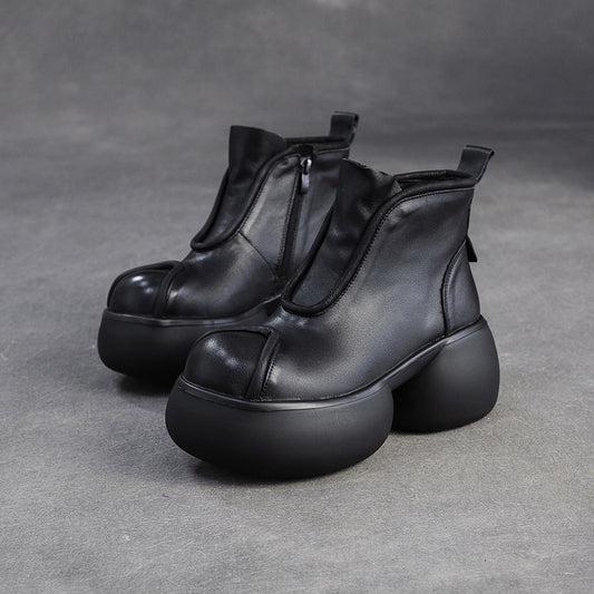 Women's Warm Comfortable Western Style Short Top Layer Cattlehide Fashion Height Women's Cotton Shoes