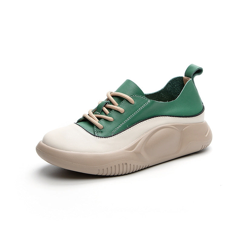 Women's White Spring Platform Height Increasing Board Casual Shoes