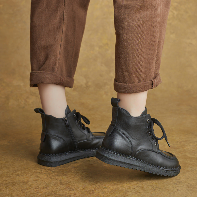 Mother's Soft Bottom Retro Round Head Flat Heels