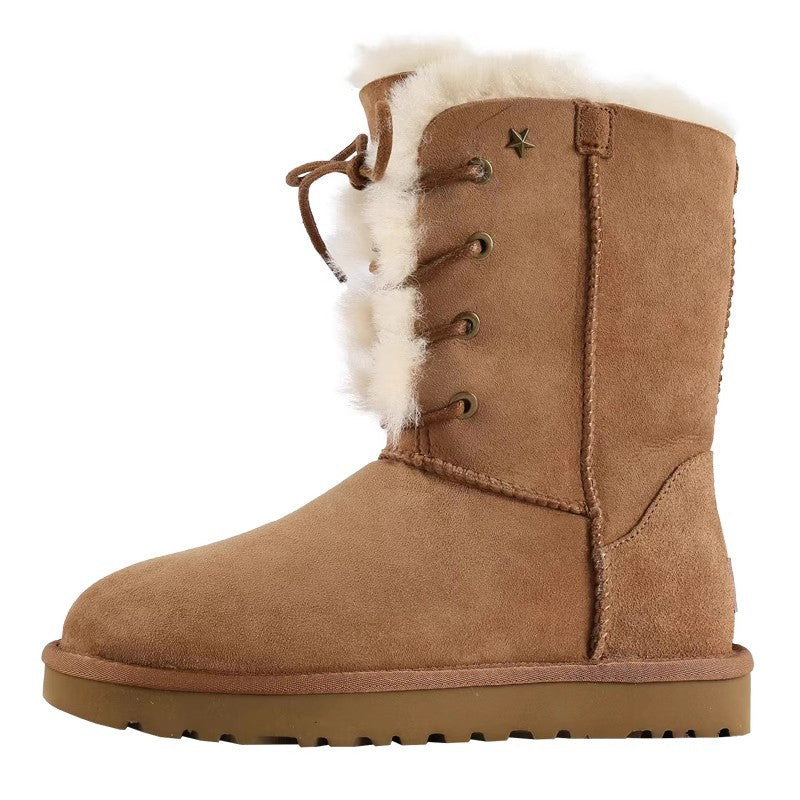 Women's Fur Winter Platform Fleece Lined Cotton Snow Boots