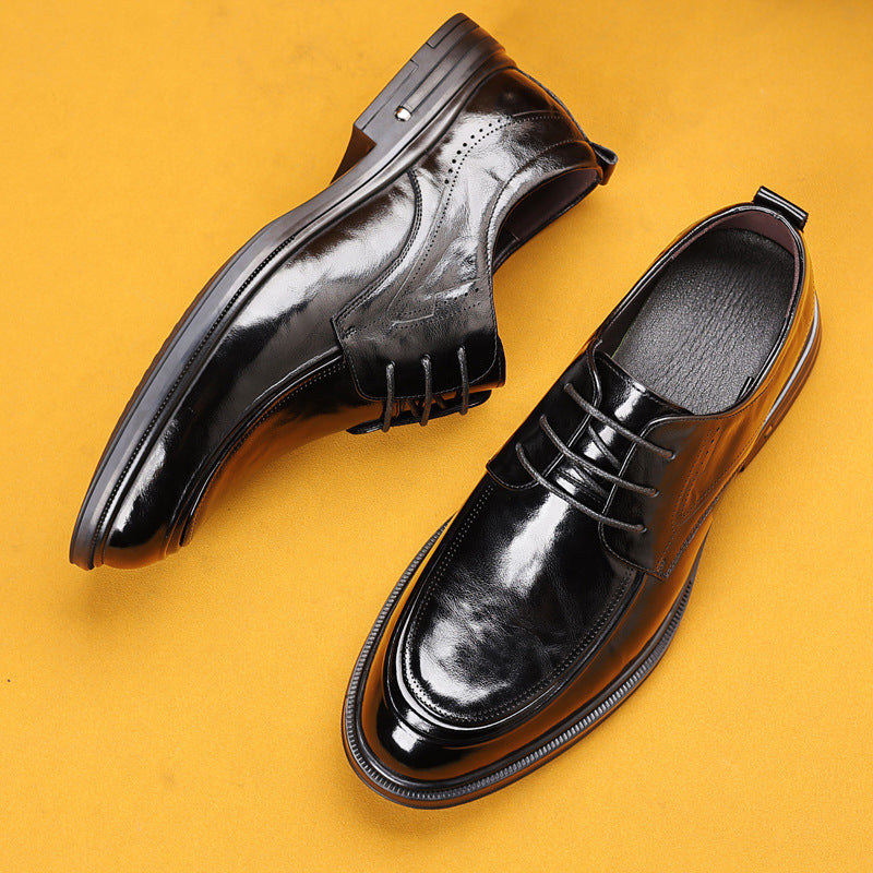Men's Layer Cowhide Business British Style Formal Leather Shoes