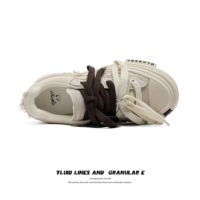 Women's & Men's Height Increasing Couple Retro Platform Design Men's Board Shoes
