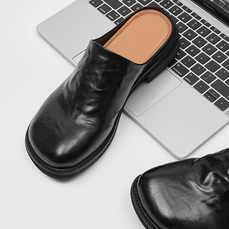 Men's Slip-on Lofter Square Toe Half Thick Sandals