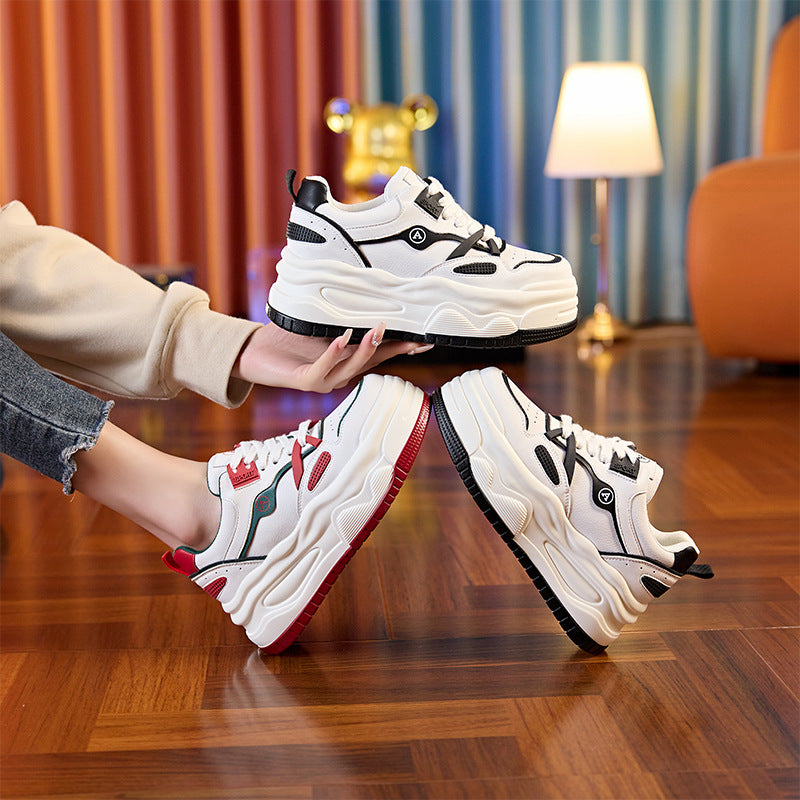 Women's Spring Hidden White Platform Wedge Daddy Sneakers
