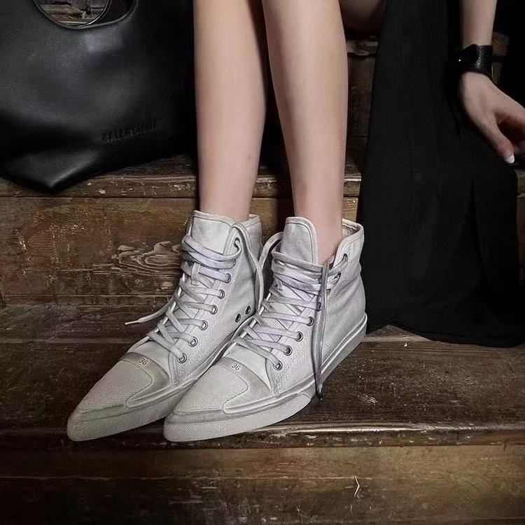 Women's Design Height Increasing Insole Summer Lace Board Canvas Shoes