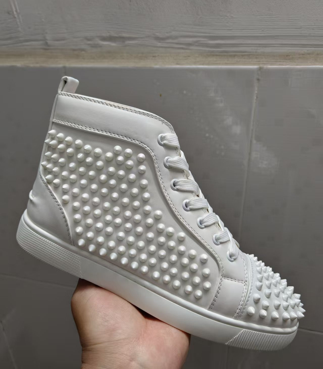Men's Red Bottom Printed Fashion Rivet Black Casual Shoes