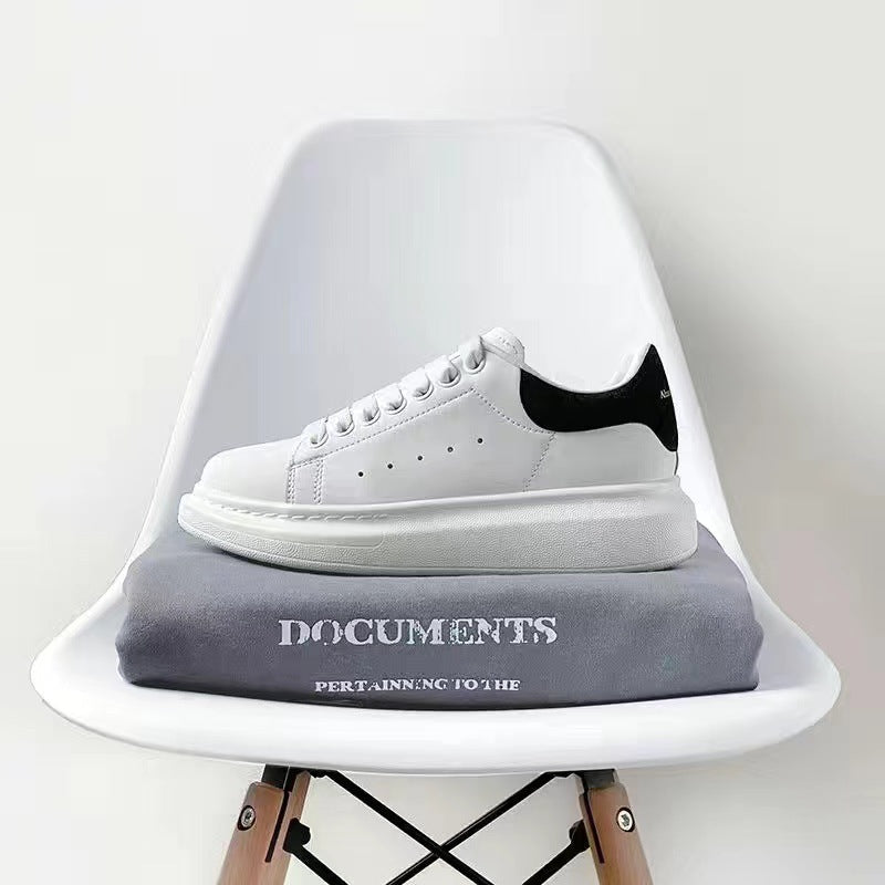 Women's Mcqueen White Platform Height Increasing Insole Genuine Couple Sneakers