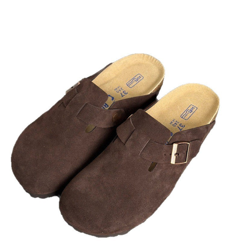 Women's Ma Liao Half Toe Box Soft Bottom Height Increasing Slip-on Men's Shoes
