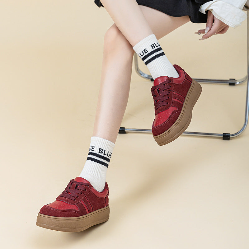 Women's Platform White Height Increasing Niche Retro Low Top Women's Sports Shoes