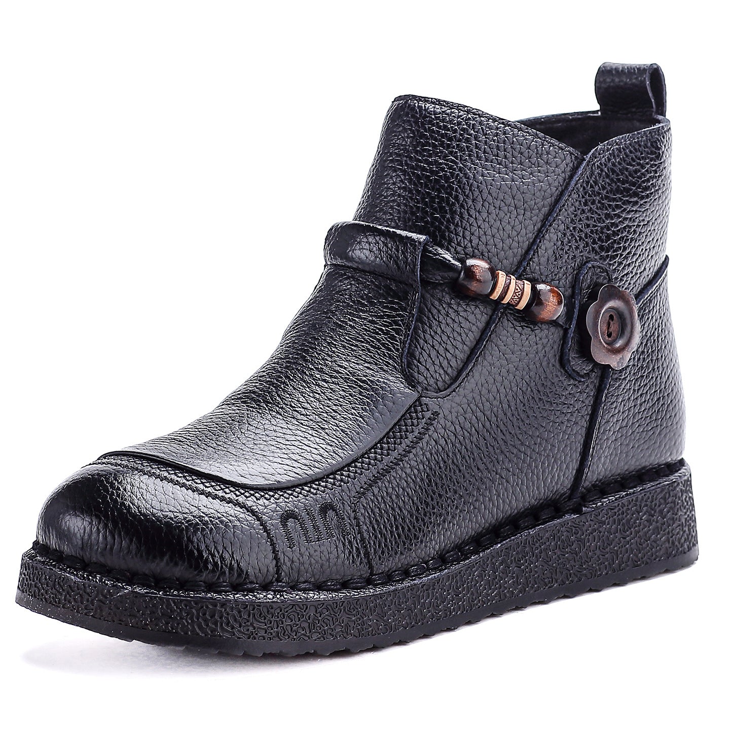 Women's Retro Ethnic Style Booties Beef Tendon Soft Bottom Fat Feet Women's Leather Boots
