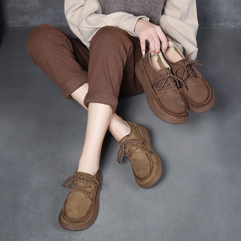Women's Top Layer Cowhide Low Retro Easy Matching Boots
