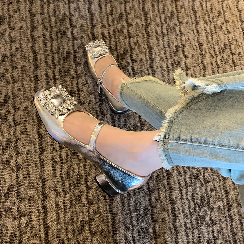 Women's Strap Square Toe Low-cut Mary Jane Widened Women's Shoes