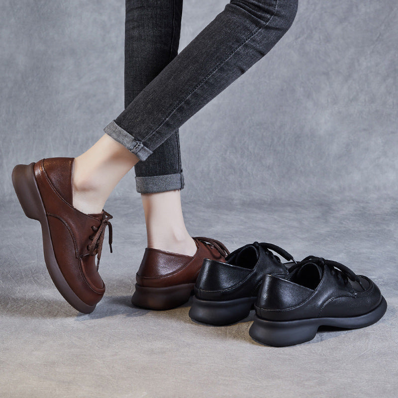 Women's Layer Cowhide Handmade Retro Small For Spring Two-way Lazy Soft Leather Shoes
