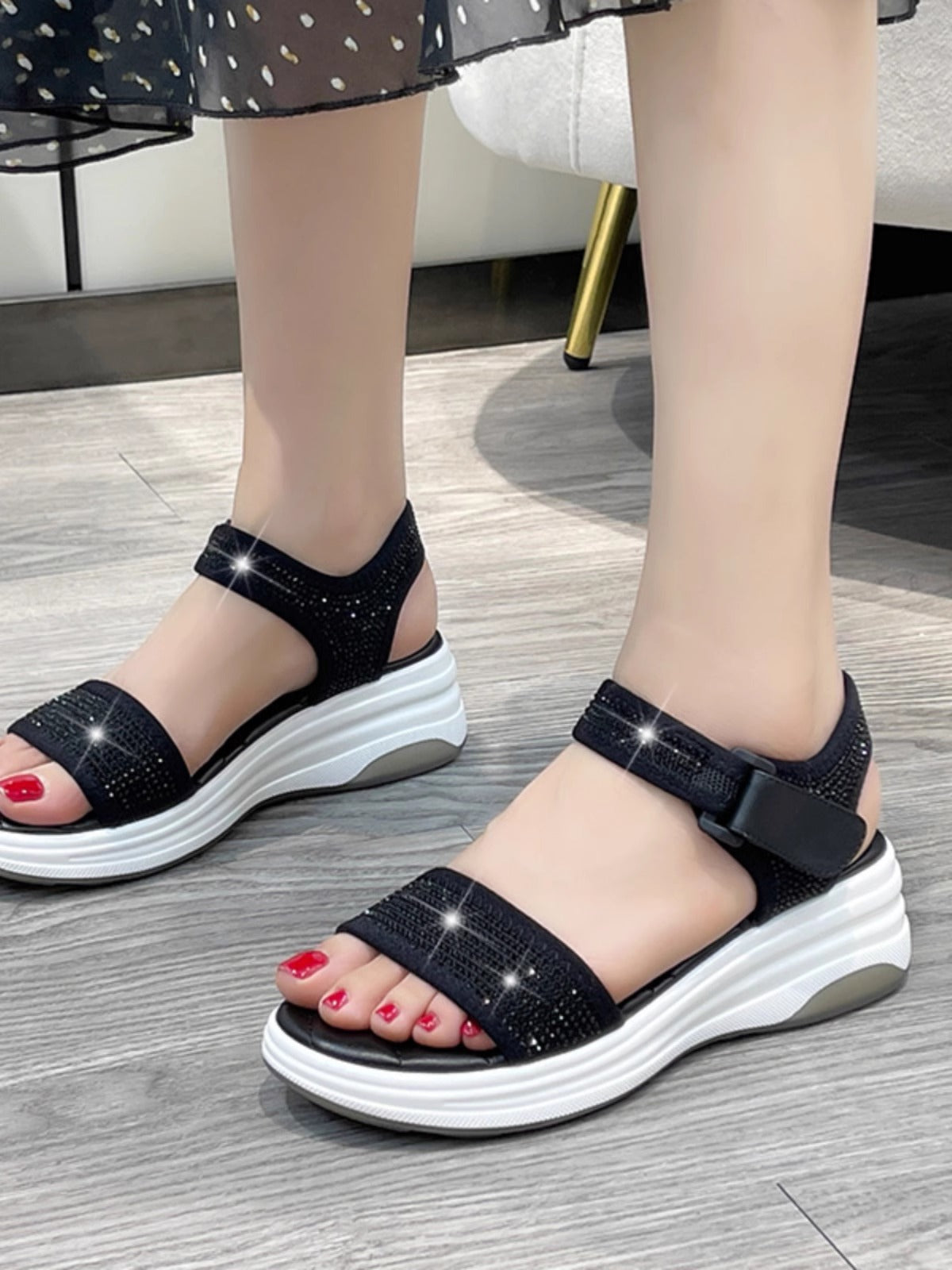 Women's Comfortable Versatile Flying Woven Middle Wedge Simple Heels