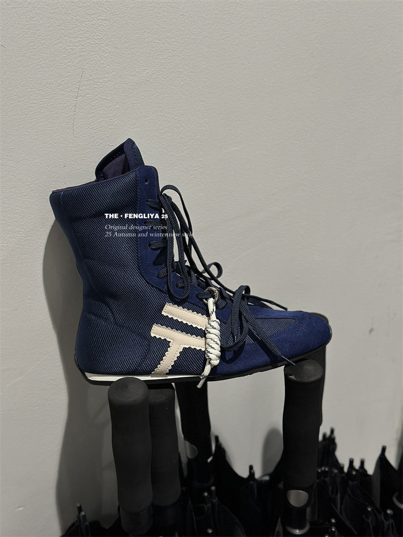 Style Vintage Martin Sports Short Boxing Round Boots