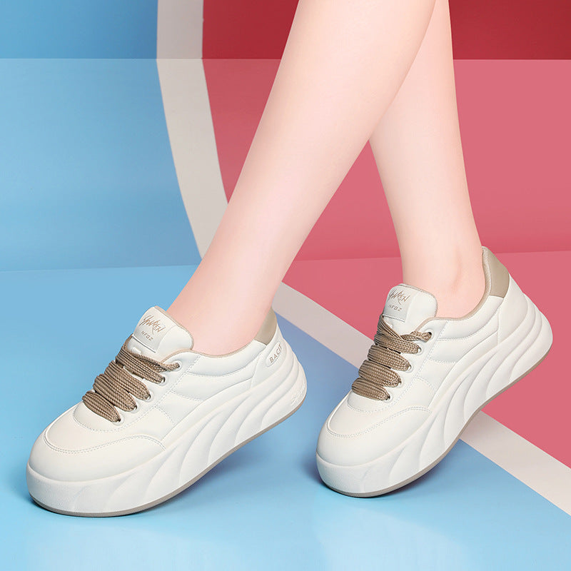 Women's Bread Platform White Spring Genuine Soft Sneakers