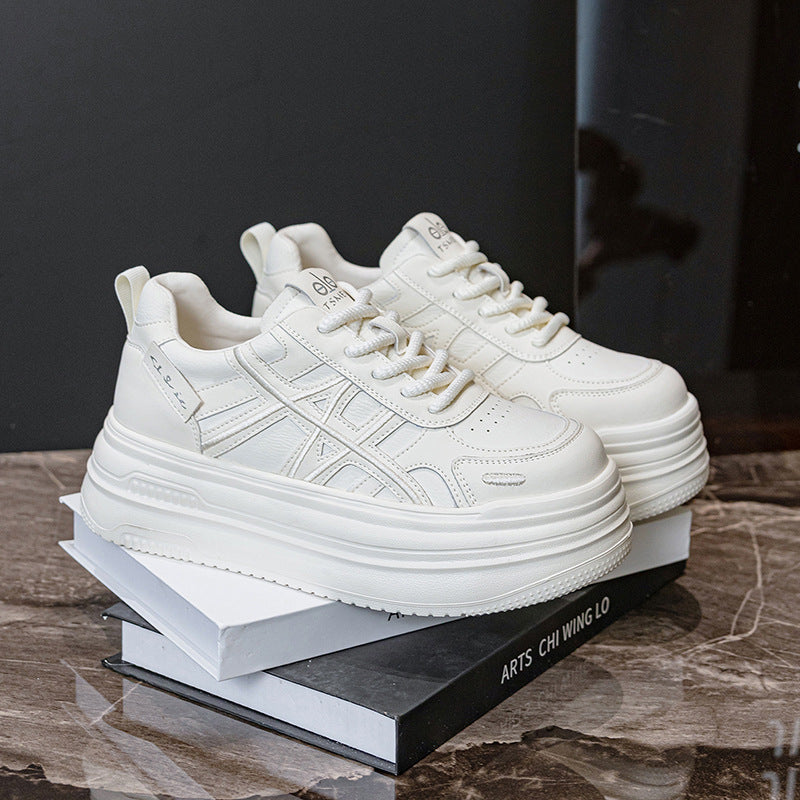 Women's White Spring Board Flat Soft Bottom Ultra Light Large Women's Casual Shoes