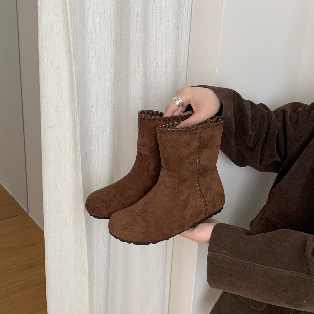 Women's Ethnic Style Retro Soft Martin With Skirt Western Inner Women's Leather Boots