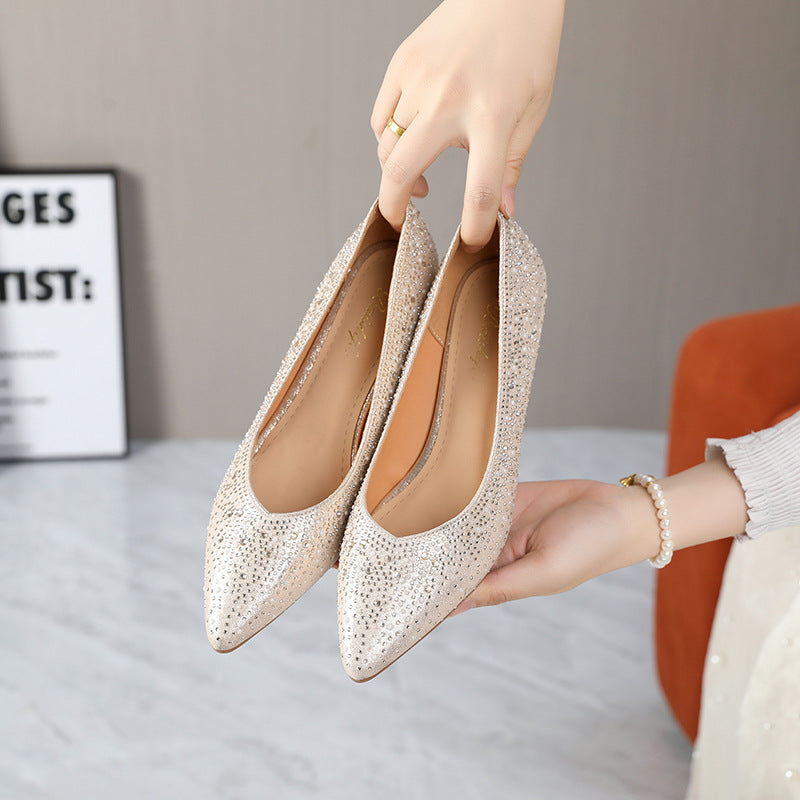 Women's Kitten Hot Rhinestone Low-cut High Comfortable Women's Fashion Shoes