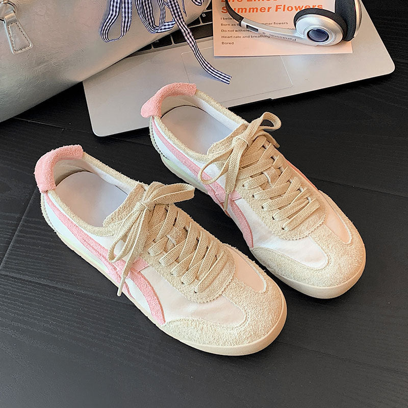 Women's Cowhide Ice Silk Mesh Breathable Retro German Training Sports Women's Casual Shoes