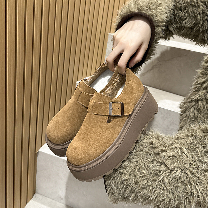 Women's All-inclusive Retro Pumps Platform Height Increasing Genuine Women's Sports Shoes