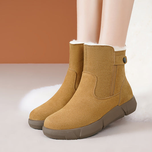 Women's Wool Northeast Fur Soft Veet Cotton Plus Snow Boots