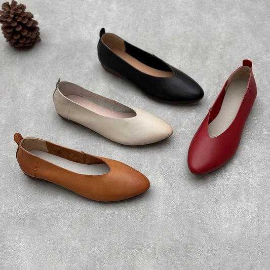 Women's Pointed Toe Low-cut Simple Flat Versatile Women's Casual Shoes