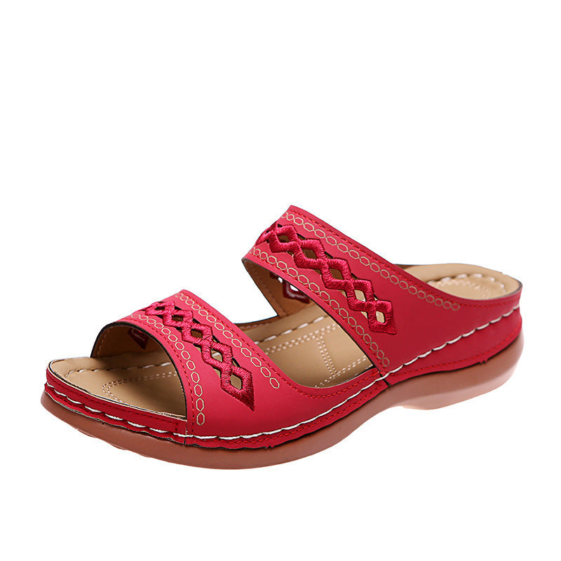 Women's Plus Size Retro Stitching Round Toe Sandals