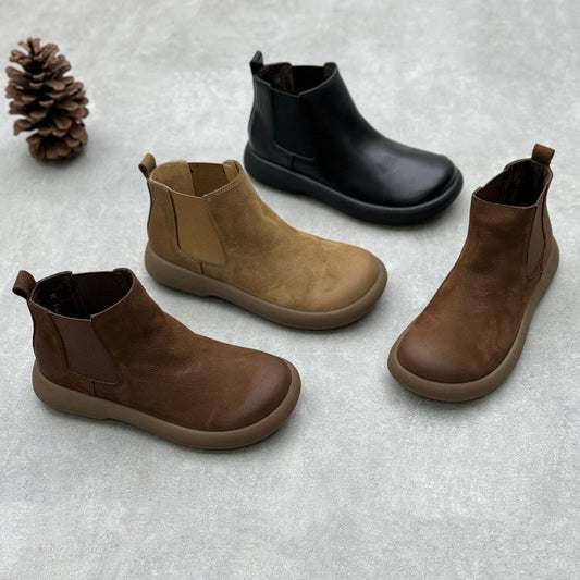Women's Handmade Art Short Vintage Cotton Linen Round Toe Boots