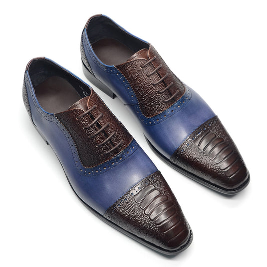 Men's Two Colors Oxford Business Formal Wear Luxury Leather Shoes