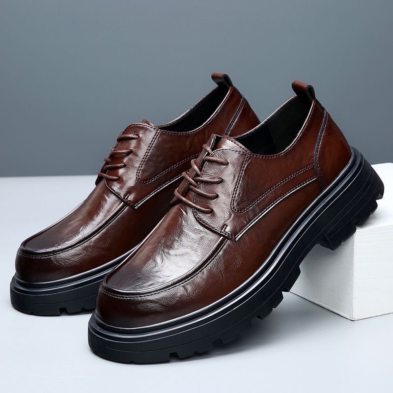 Men's Business Formal Wear Big Head High-grade Breathable British Style Thick Leather Shoes