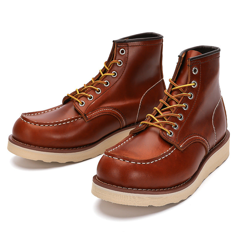 Men's Retro Short American Martin Round Toe Boots