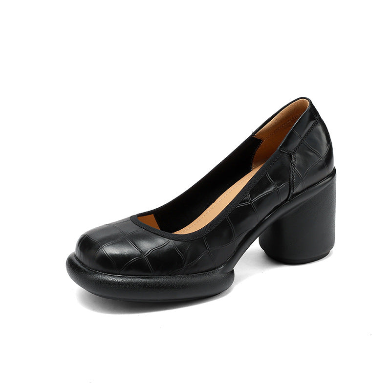 Women's Style Genuine Elegant Low-cut Chunky Platform Women's Fashion Shoes