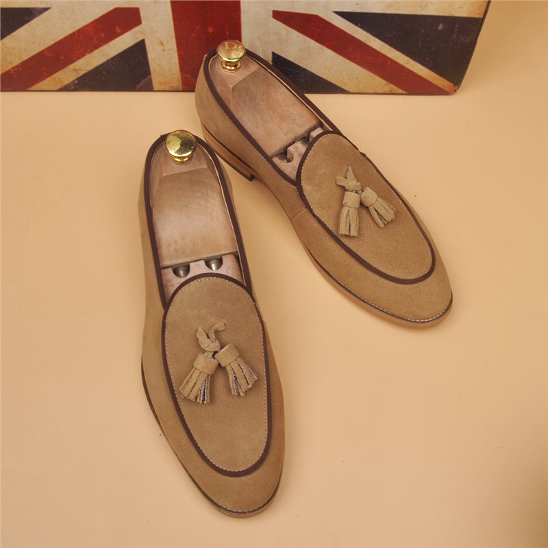 Men's Fashion Slip-on Breathable British Cowhide Height Increasing Insole Men's Business Leather Shoes