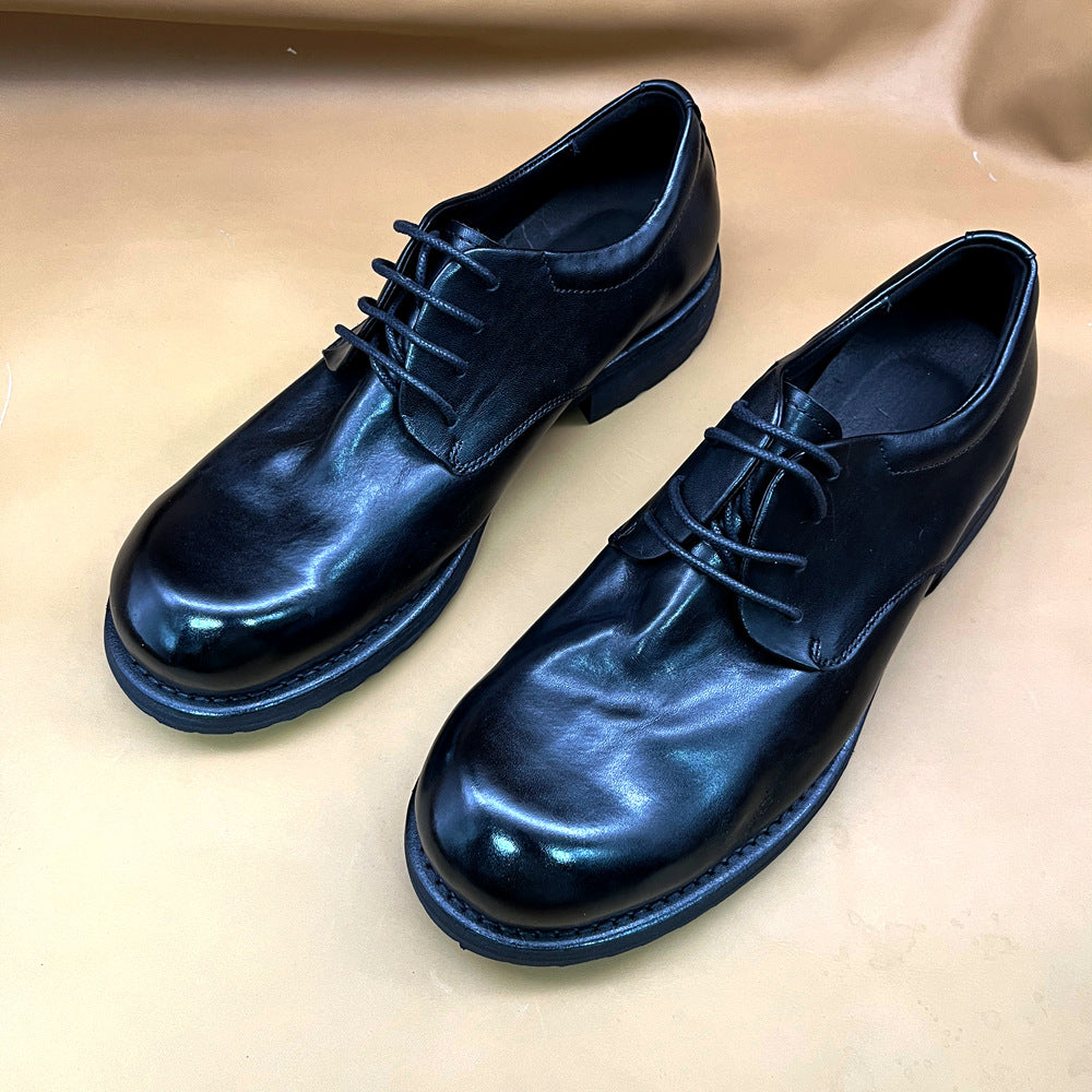 Men's Washed-out Vintage British Style Big Toe Horse Light Men's Business Leather Shoes