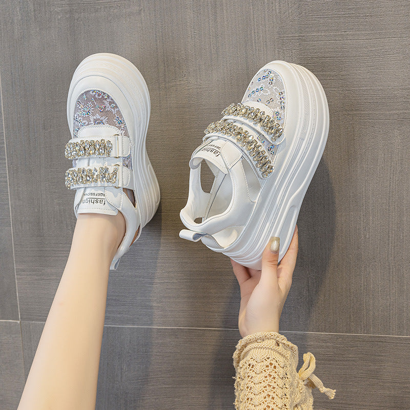 Women's Spring Authentic Platform White Velcro Sports Casual Shoes