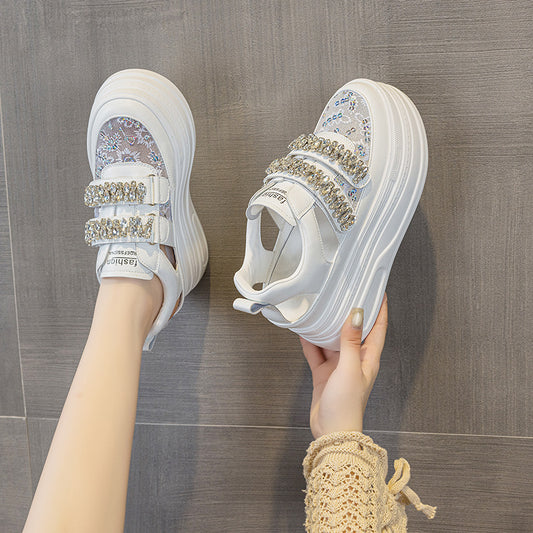 Women's Spring Authentic Platform White Velcro Sports Casual Shoes