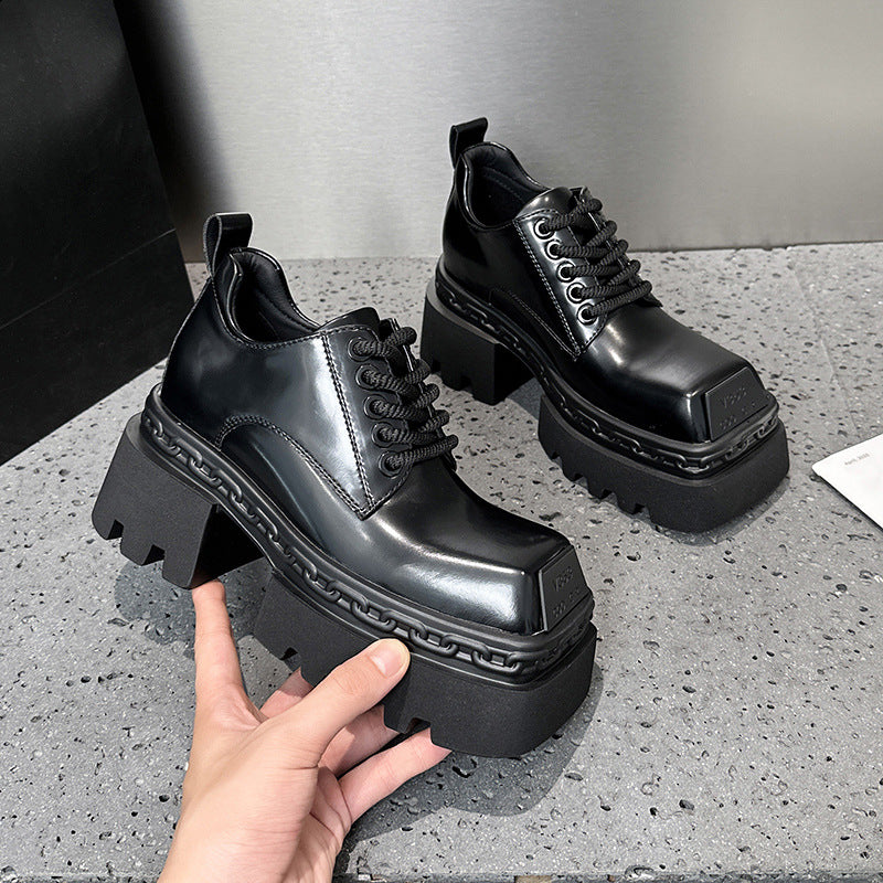 Women's Platform Autumn Invisible Elevated Chunky Black British Women's Shoes