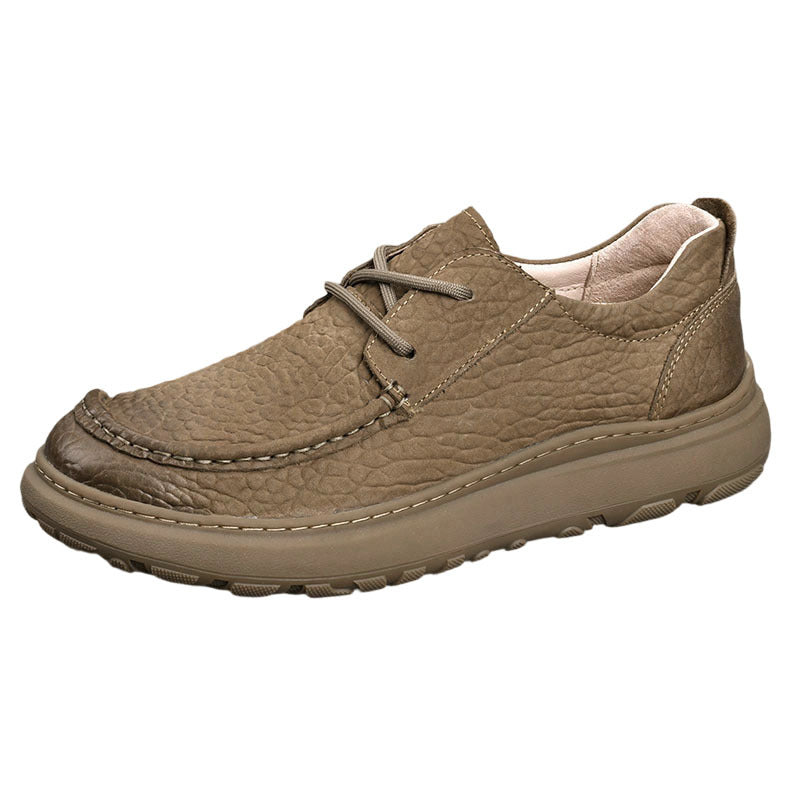Men's Layer Cowhide Easy To Match Breathable Elephant Pattern Low Men's Casual Leather Shoes