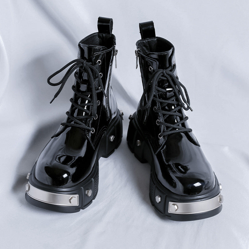 Men's Spring Patent Fashionable Martin British Style Men's Shoes