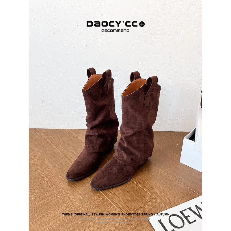 Women's Hot Chunky Pantyhose Below The Knee Women's Leather Boots