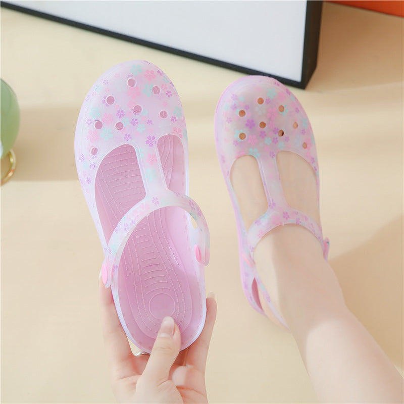 Women's Summer Hole Flat Jelly Beach Toe Sandals