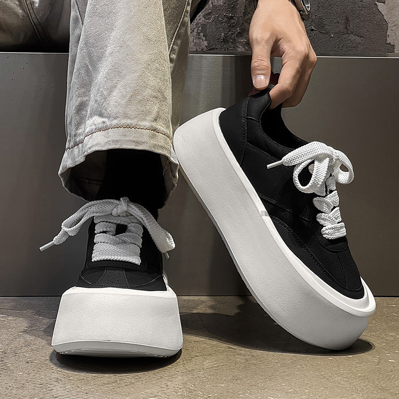 Men's Trendy Breathable White Thick Bottom Heightened Platform Versatile Casual Shoes