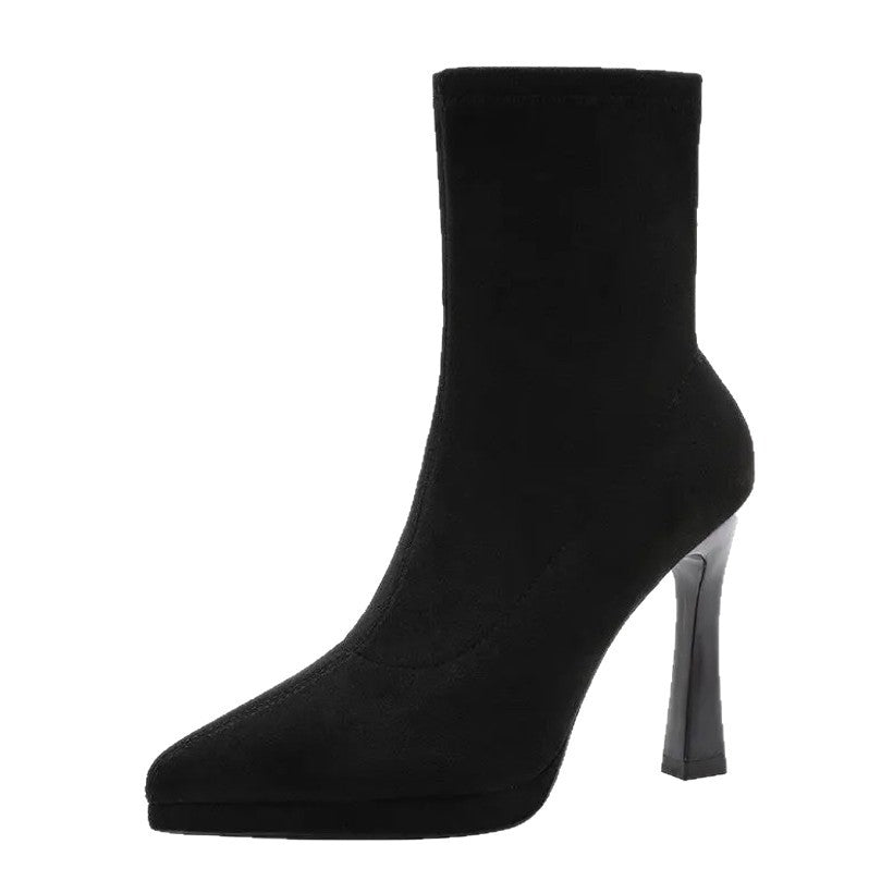 Women's Winter Stretch Fleece Skinny Socks Small Height Increasing Slimming Women's Leather Boots