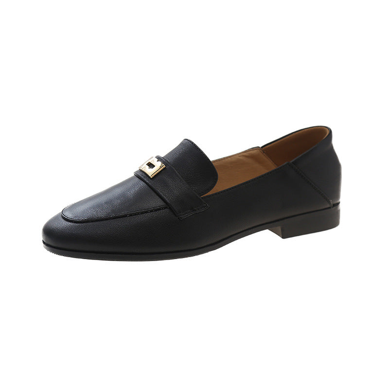 Women's First Layer Cowhide Spring British Style Leather Shoes